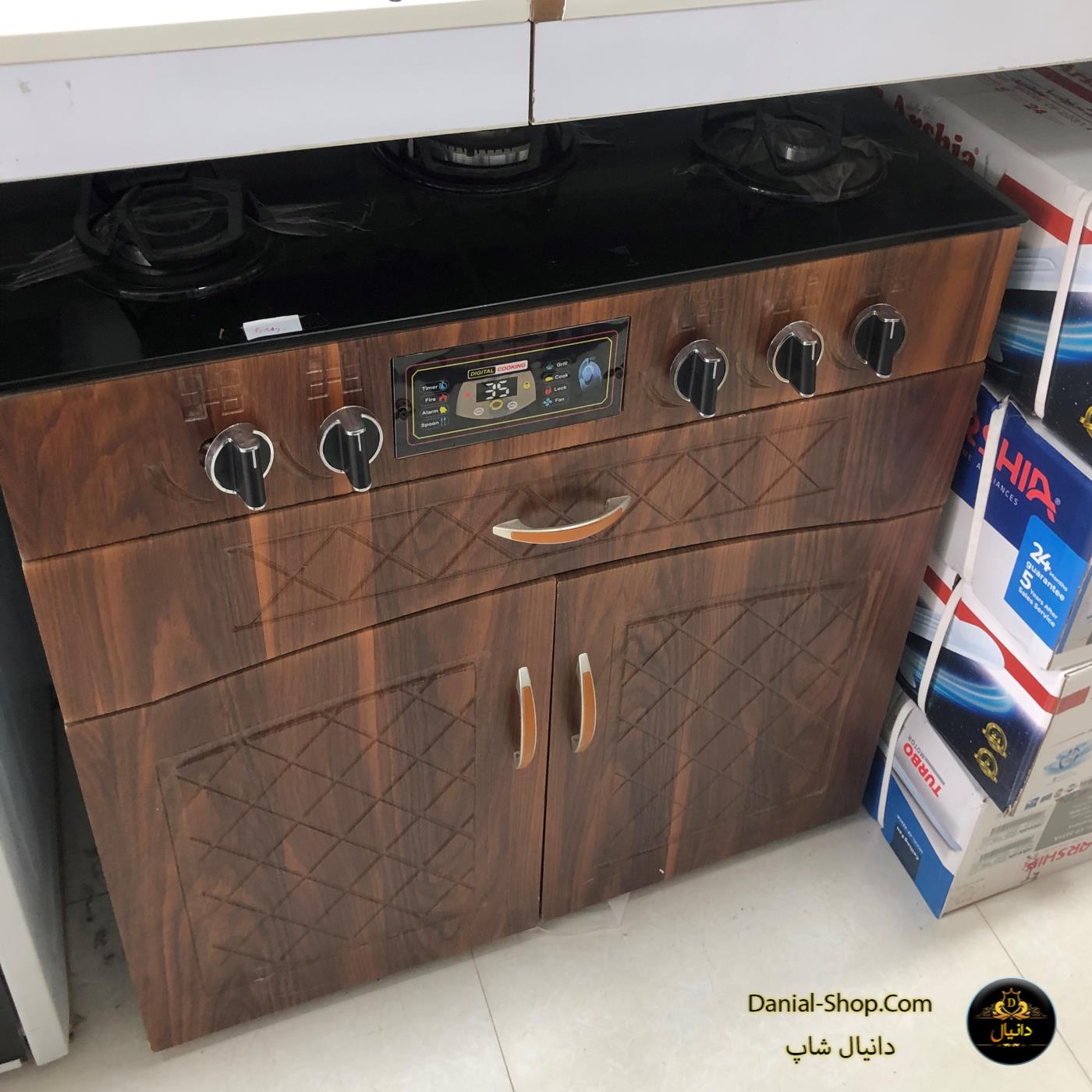 اجاق گاز5شعله طرح چوب